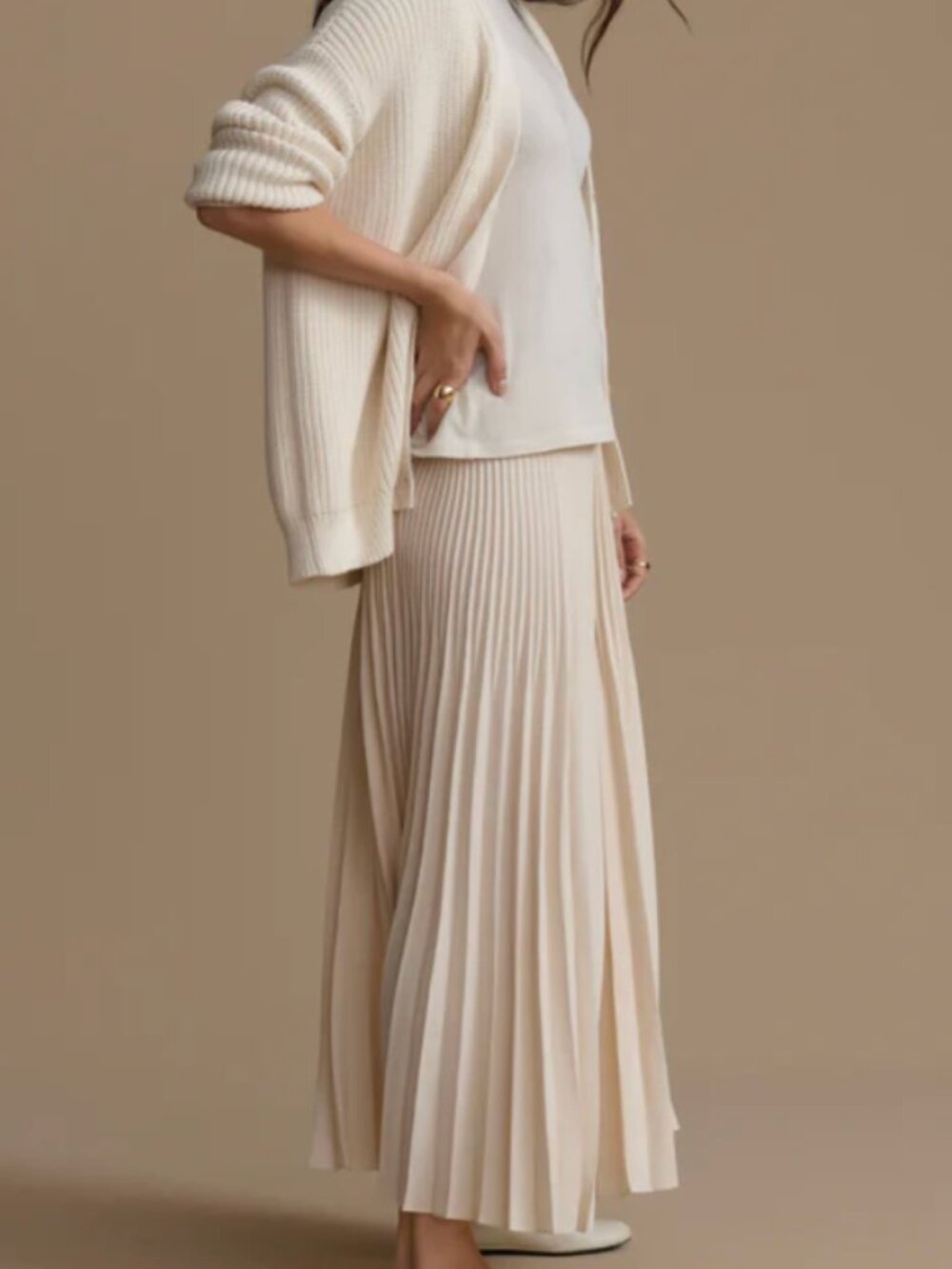 NWOT Jenni Kayne Pleated Midi Skirt Ivory Minimalist Capsule Wardrobe Spring M - Picture 2 of 9